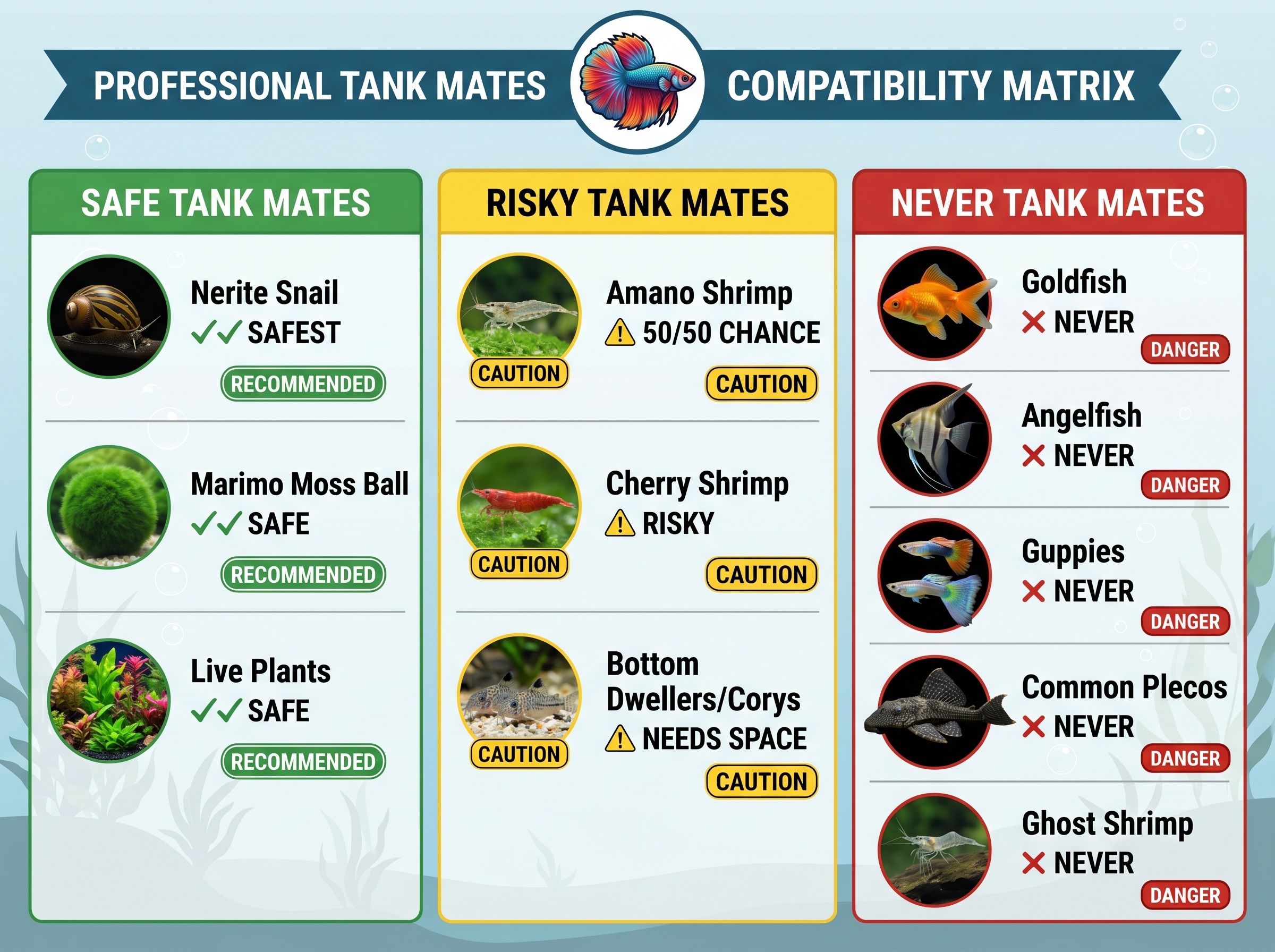 Betta Tank Mates Compatibility Matrix