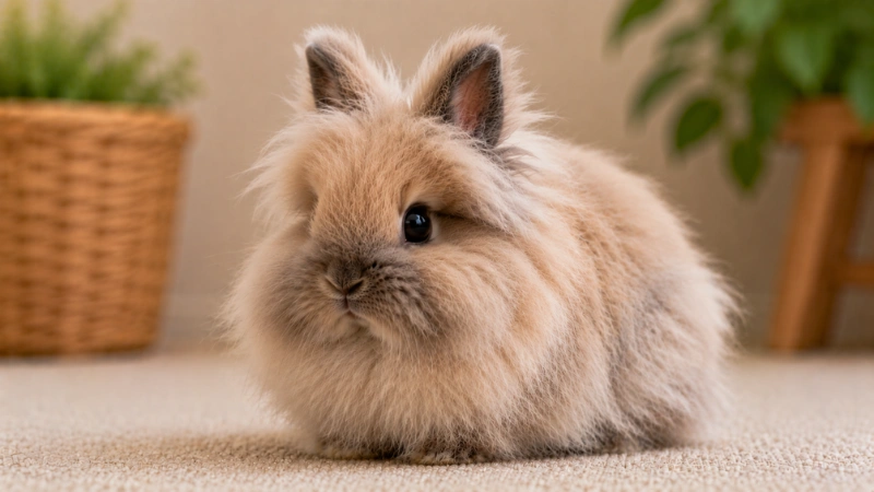 Jersey Wooly dwarf rabbit with woolly coat