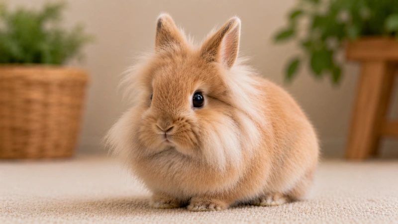 Lionhead dwarf rabbit with woolly mane
