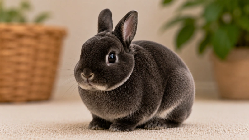 Mini Rex dwarf rabbit with velvety fur