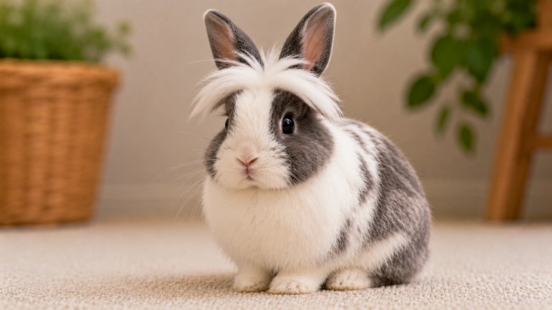 Polish dwarf rabbit with upright ears